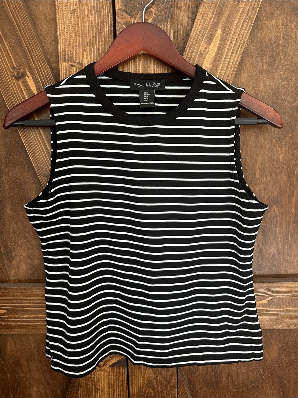 Rachel Zoe Black and White Striped Sleeveless Tank
